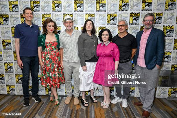Steve Callaghan, Jennifer Tilly, Mike Henry, Kara Vallow, Alex Borstein, Richard Appel and Alec Sulkin of "Family Guy" at the 2024 San Diego...