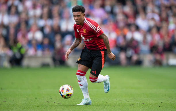 Jadon Sancho of Manchester United in action during the Pre-Season Friendly match between Manchester United and Rangers at BT Murrayfield Stadium on...