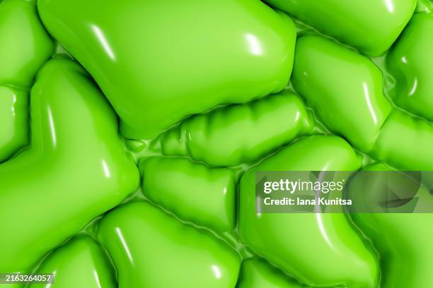 abstract glossy bright green rubber texture background. beauty 3d nature pattern. design element. - rubber material stock pictures, royalty-free photos & images