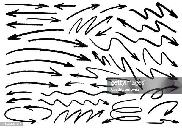 hand drawn arrows - pencil squiggle stock illustrations
