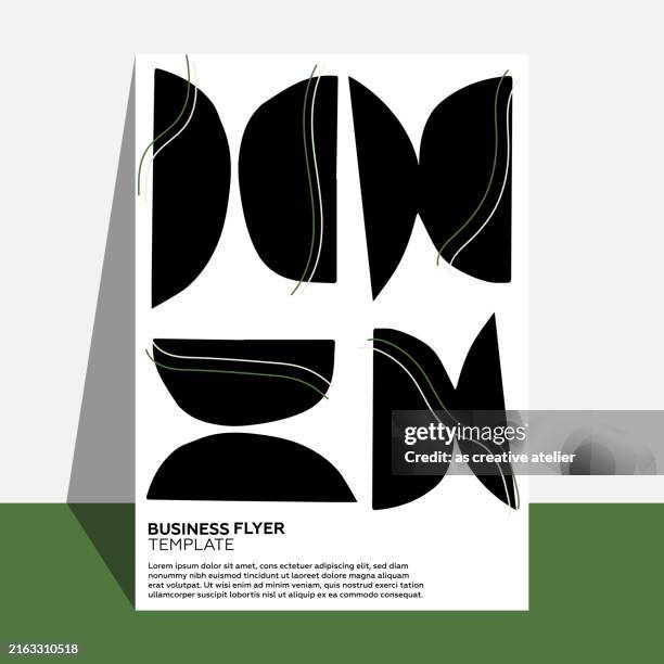 ilustraciones, imágenes clip art, dibujos animados e iconos de stock de plantilla de volante de mosaico plano.
color negro y amarillo. diseño de cartelería geométrica. color verde y negro. - informe de progreso