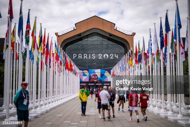 General view of the Olympic village Dinning Hall ahead of the Paris 2024 Olympic Games on July 23, 2024 in Paris, France.