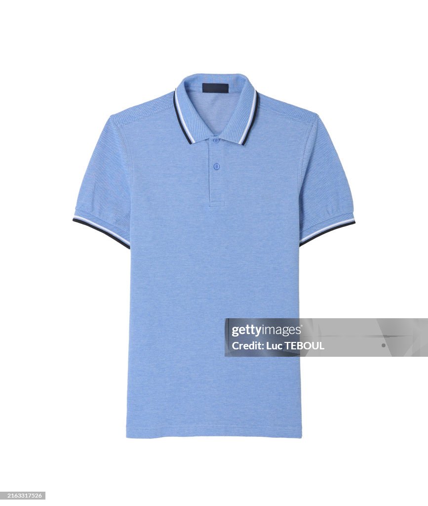 Regular basic blue pique polo shirt