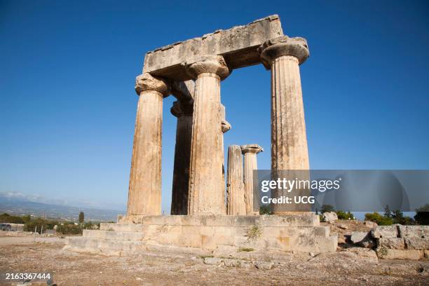 Europe. Greece. Peloponnese. Ancient Corinth. Archaeological Site. Temple of Apollo.