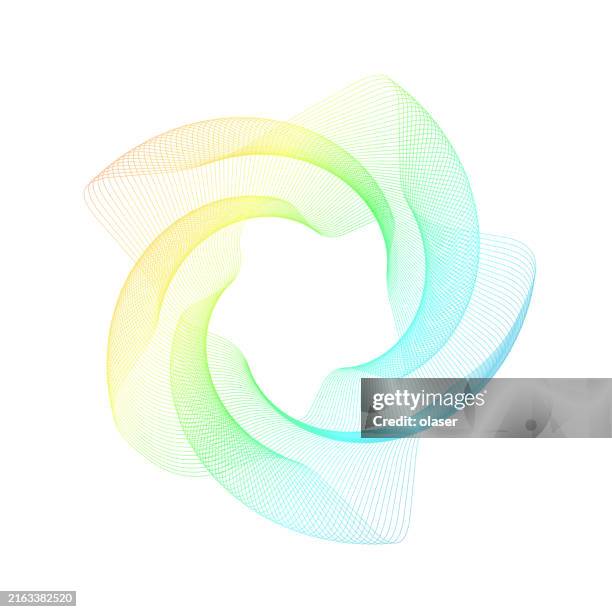 twisted wave pattern made of rainbow colored lines - abstract twisted multicolored shape stock illustrations