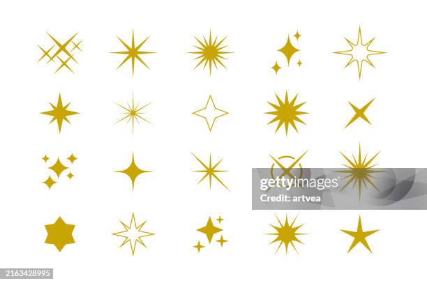 illustrazioni stock, clip art, cartoni animati e icone di tendenza di set di icone sparkle - effetto luminoso