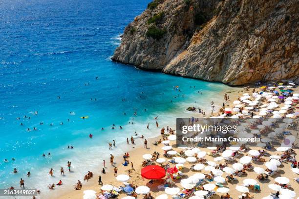 beautiful lagoon of kaputas beach - antalya province stock pictures, royalty-free photos & images