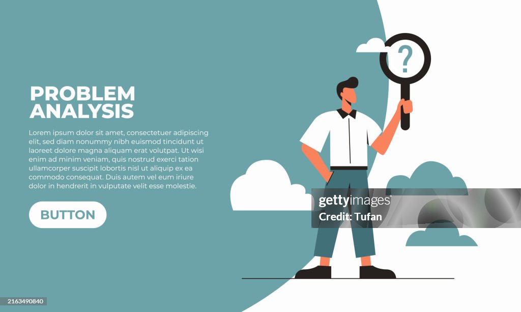 Problem Analysis, Strategic Solution Finding, Critical Thinking, Flat Vector Illustration, Web Banner and Slider Design, Business Insight, Professional Problem Solving