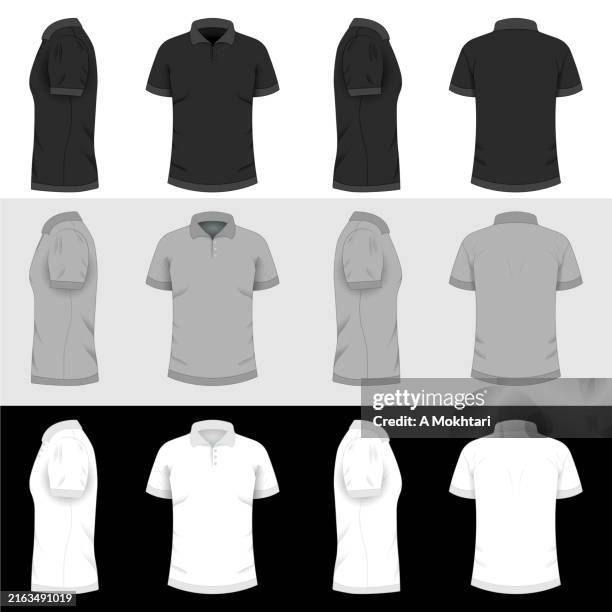 polo t-shirt in different positions. - polo shirt stock illustrations