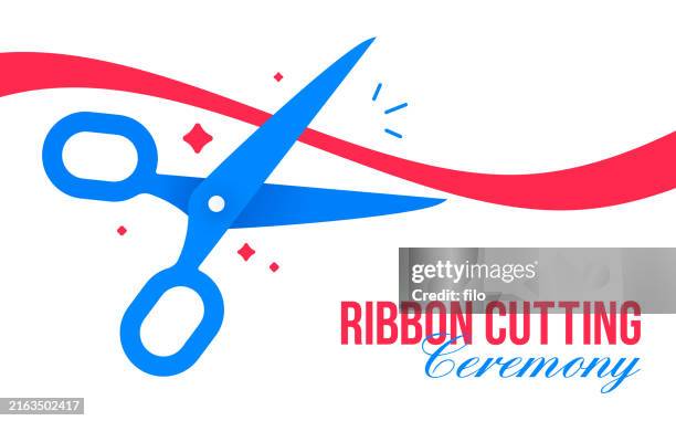 ribbon cutting ceremony - eröffnungszeremonie stock-grafiken, -clipart, -cartoons und -symbole