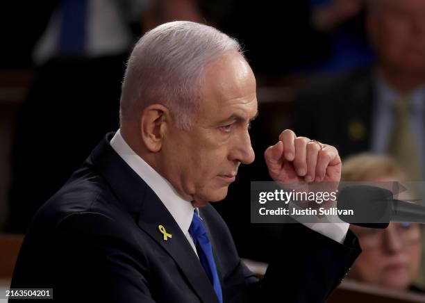 Israeli Prime Minister Benjamin Netanyahu addresses a joint meeting of Congress in the chamber of the House of Representatives at the U.S. Capitol on...