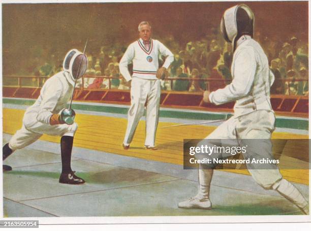 Collectible German tobacco or cigarette card, from the series Olympia 1932 Picture Group 2, published by Cigaretten Bilderdienst, the Cigarettes...