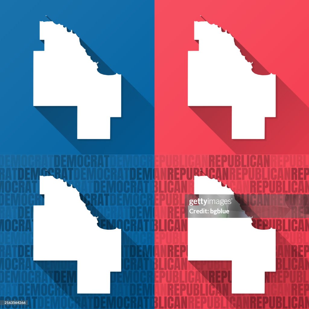 Marquette County, Michigan. Maps on blue and red backgrounds