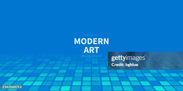 dance floor with squares and blue gradient - trendy 3d background - creative dance stock illustrations