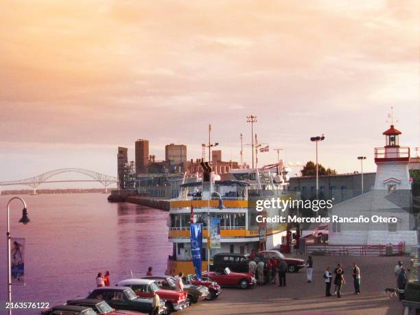 st lawrence river waterfront and the port, trois-rivieres, quebec, canada - st lawrence river stock pictures, royalty-free photos & images