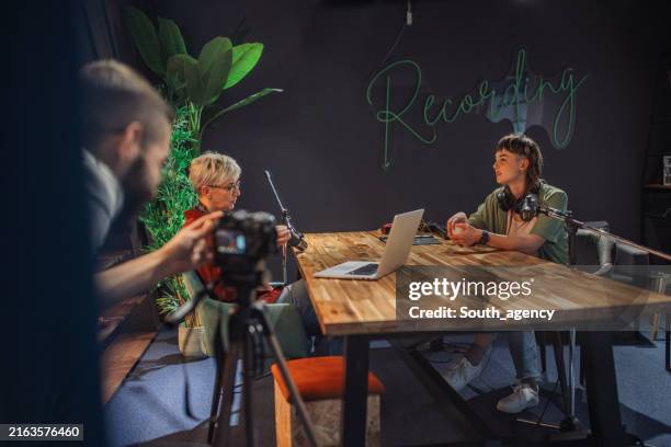 recording studio photo shoot with creative setup - behind the scenes stock pictures, royalty-free photos & images