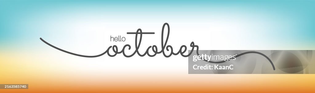 Hello October lettering vector stock illustration