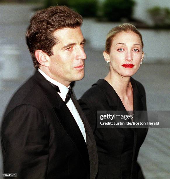 John F. Kennedy, Jr. And his wife Carolyn Bessette Kennedy arrive at the annual John F. Kennedy Library Foundation dinner and Profiles in Courage...