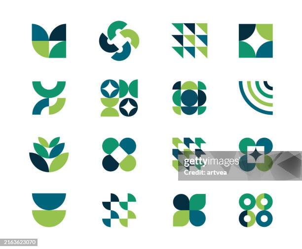 vector set of minimalism geometric bauhaus style symbol - leadership abstract background stock illustrations