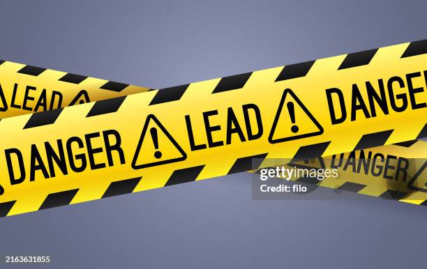 danger lead caution warning barrier tape - no tresspassing sign stock illustrations