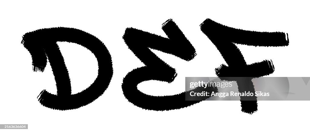 D, E, F letras graffiti negro aerógrafo pintura en aerosol tipografía