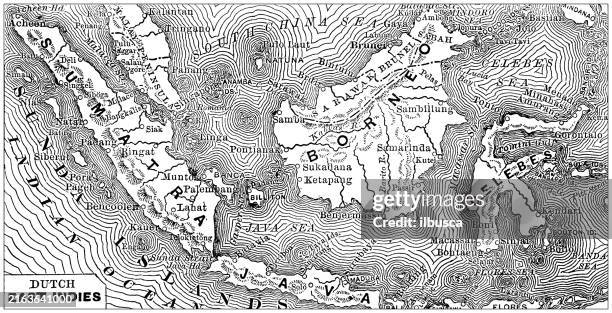antike landkarte von indonesien (1899) - indonesien stock-grafiken, -clipart, -cartoons und -symbole