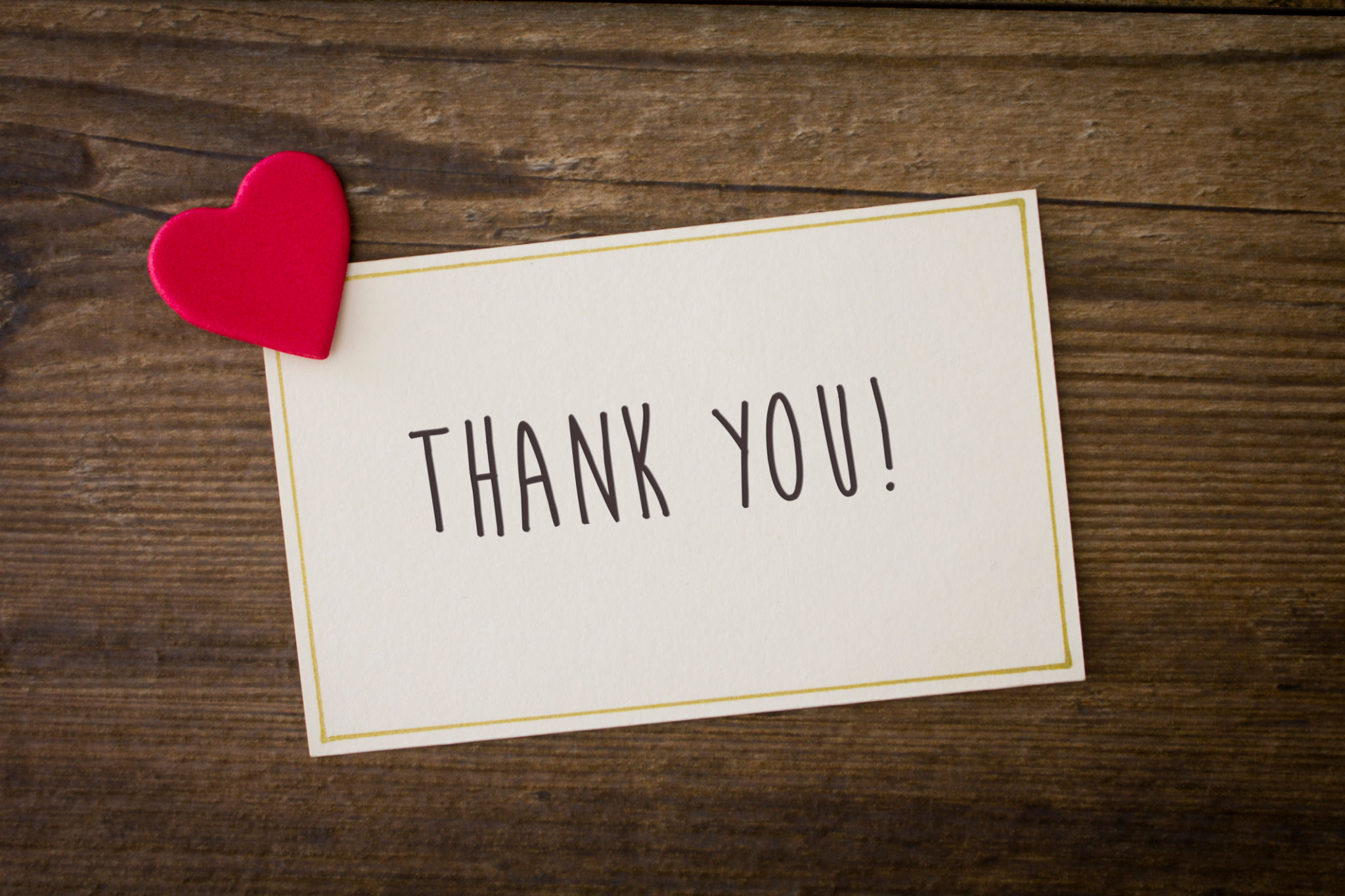 Thank you note with heart Thank you note with heart