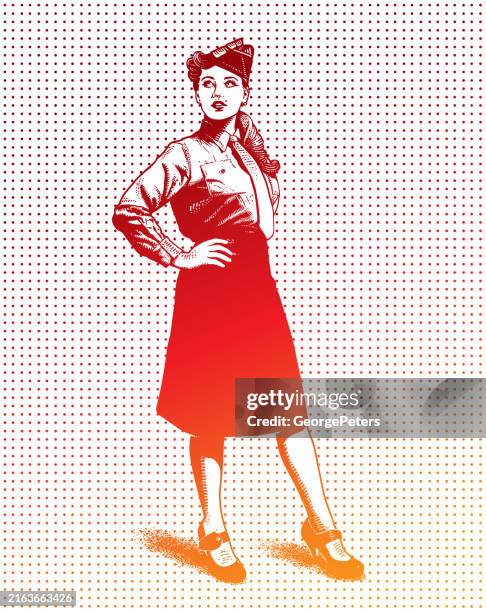 us-soldatin aus dem zweiten weltkrieg - heldin frau stock-grafiken, -clipart, -cartoons und -symbole