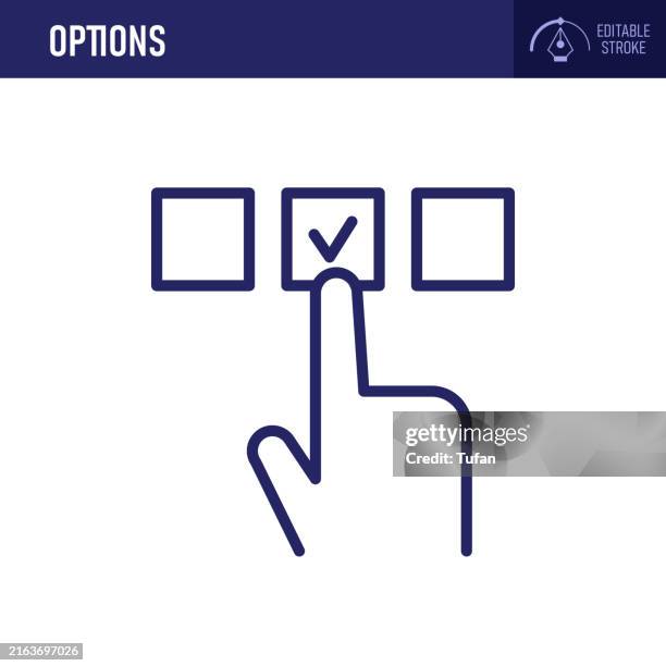 options icon - thin line vector. pixel perfect. editable stroke. ideal for decision making, choice selection, and user interface design - multiple options stock illustrations