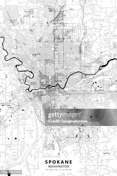 spokane, washington, usa vector map - spokane stock illustrations