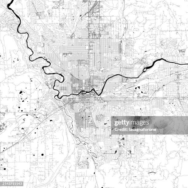 stockillustraties, clipart, cartoons en iconen met spokane, washington, usa vector map - topografische kaart