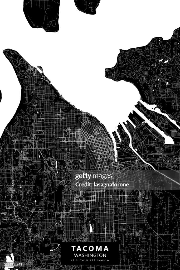 Mapa do vetor de Tacoma, Washington, EUA