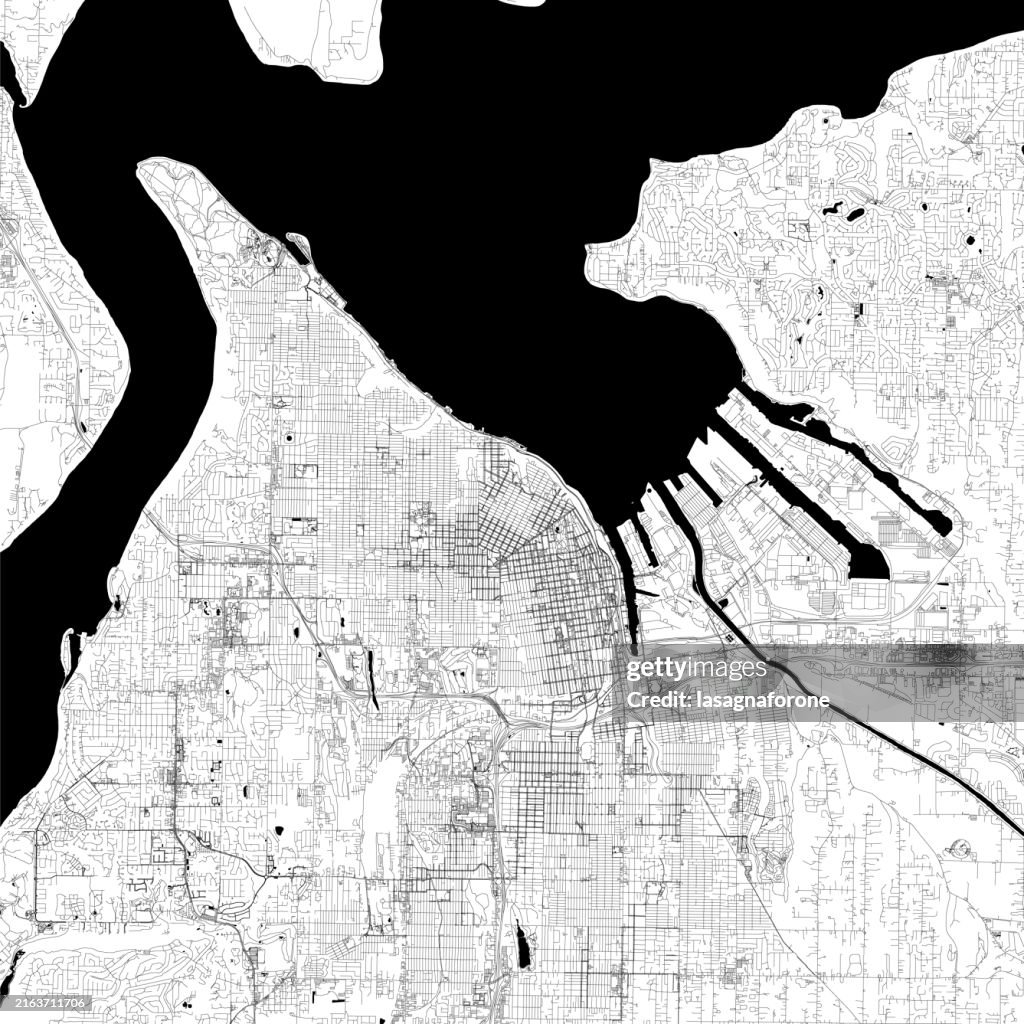 Tacoma, Washington, USA Vector Map