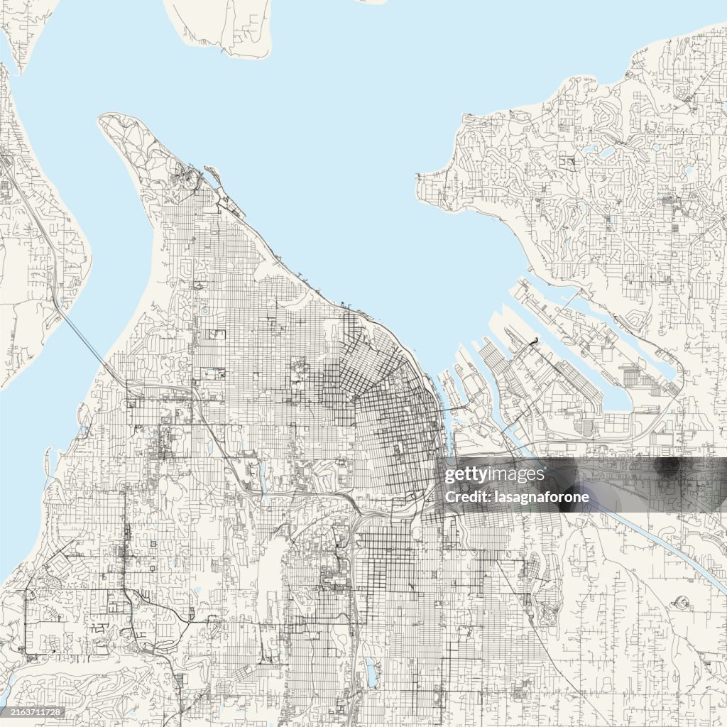 Mapa do vetor de Tacoma, Washington, EUA