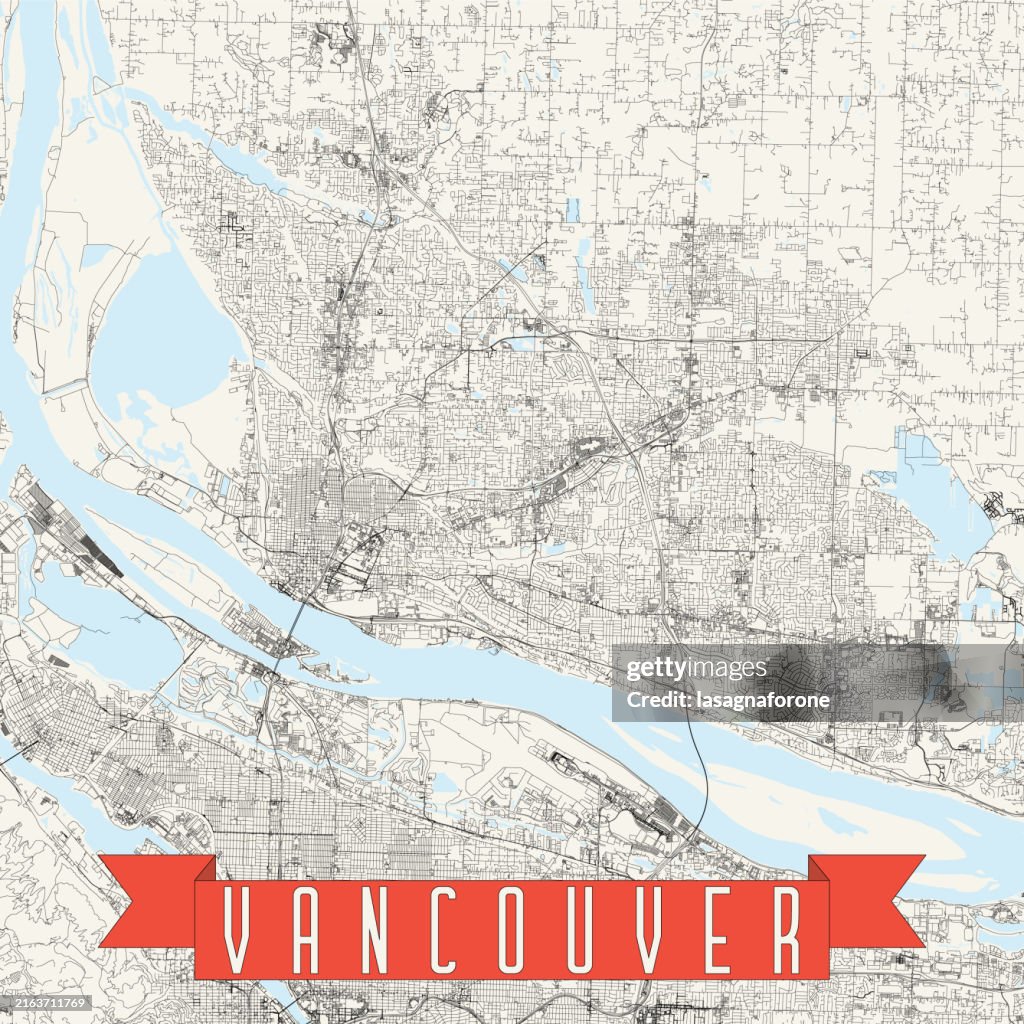 Vancouver, Washington, USA Vector Map