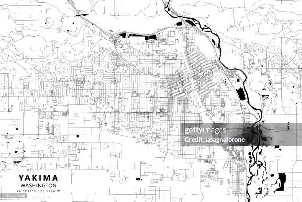 Yakima, Washington, USA Vector Map