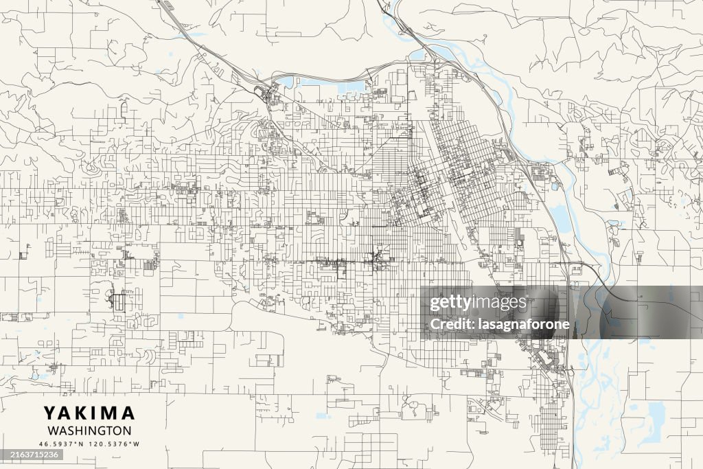 Yakima, Washington, USA Vector Map
