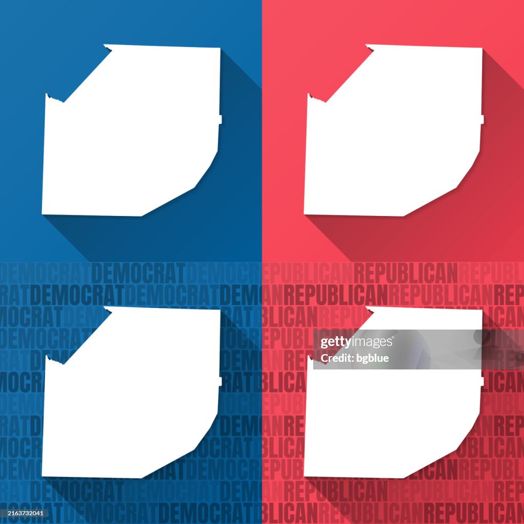 Madison County, Tennessee. Maps on blue and red backgrounds