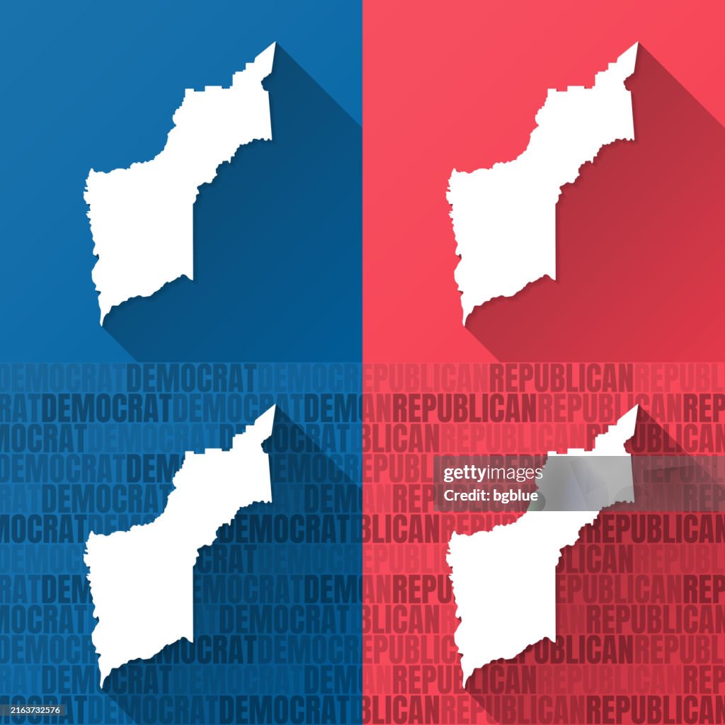Yuba County, California. Maps on blue and red backgrounds