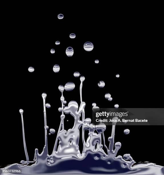 liquid silver metal splash on a white background. - mercury metal stock pictures, royalty-free photos & images