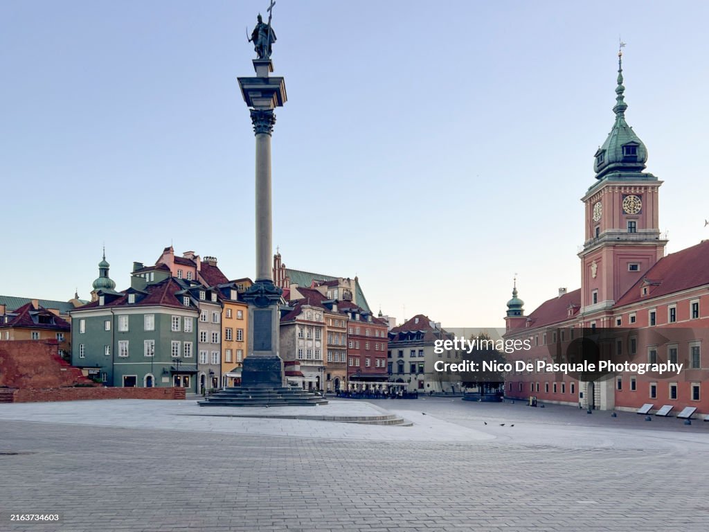 Warsaw old town and town Hall at sunrise, Warsaw, Poland
