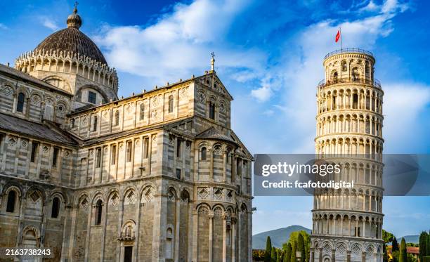 tha leaning tower of pisa and cathedral - pisa stock pictures, royalty-free photos & images