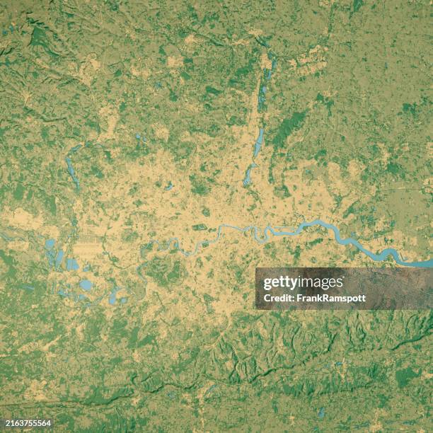 mapa topográfico satelital de londres 3d render color - gran londres fotografías e imágenes de stock