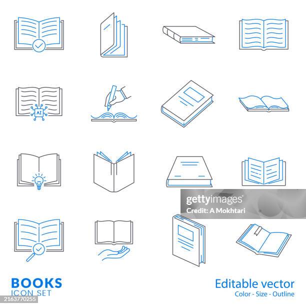 stockillustraties, clipart, cartoons en iconen met book line icon. - reading and pen cartoon