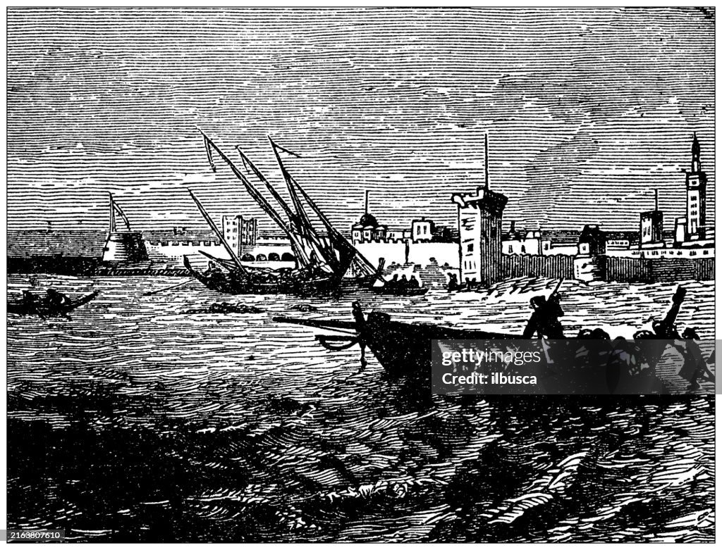 Antique engraving: Mogador (Essaouira)