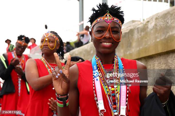 Athlete of Team Kenya poses for a photo prior to the opening ceremony of the Olympic Games Paris 2024 on July 26, 2024 in Paris, France.
