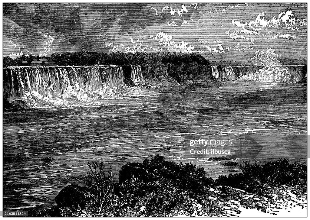 Antique engraving: Niagara Falls