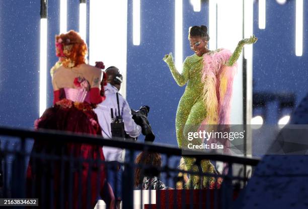 Performer dances during the opening ceremony of the Olympic Games Paris 2024 on July 26, 2024 in Paris, France.