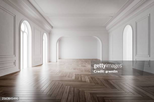 empty classic interior architecture - decorative-moulding stock pictures, royalty-free photos & images
