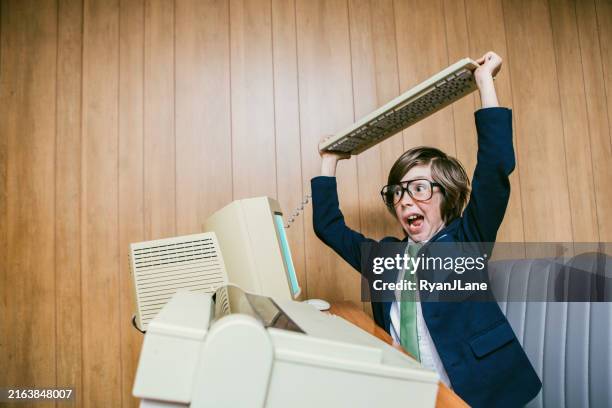 angry child prodigy office employee - 90s business people stock pictures, royalty-free photos & images